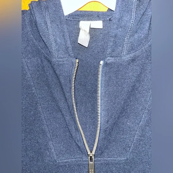 Sweaty Betty London Italian Fleece Quarter Zip Hooded Navy Sweater Size 6 - Picture 4 of 6